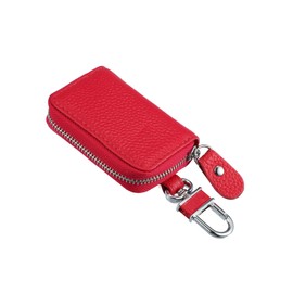 Hihaha Faux Leather Zipper Car Key Fob Case Pocket Money Holder / 1Pcs Red