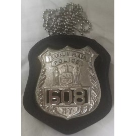 Franklin Plaza Police (NY) Officer's Badge Recessed Neck Hanger/Belt Clip Combo
