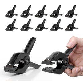 EMART Spring Clamps 12 Pack, Heavy Duty Photography Backdrop Clips 4.5 inch for Photo Booth, Muslin, Paper, Photo Background Support, Studio-Black