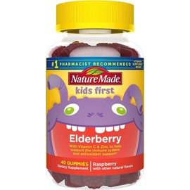 Nature Made Kids First Elderberry Vitamin C/Zinc Dietary Supplement, 40-Gummies