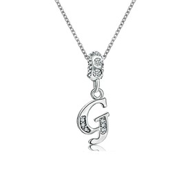 KunBead 18 inch Letter G Initial Birthday Gifts Crystal Love Dainty Jewelry Charm Pendant Necklaces for Women