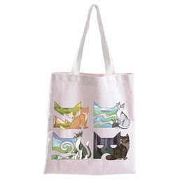 AKTAP Funny W Cats Tote Bag Cats Clans Canvas Tote Bag for Erin Cats Fans Novels Gift Shoulder Bag Shadow Clan Cat Merch Bookish Gift, W Cat Tote-py2