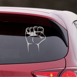 NBFU Raised Fist Punch (Metallic Silver) (Set Of 2) Premium Waterproof Vinyl Decal Stickers For Laptop Phone Accessory Helmet Car Window Bumper Mug Tuber Cup Door Wall Decoration