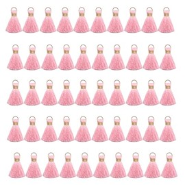 JAKOUE 50 Pcs Pink Mini Tassels - Premium Silky Craft Tassels for Jewelry, Keychains, Bookmarks & DIY Accessories (Small Charms for Bags/Gifts)