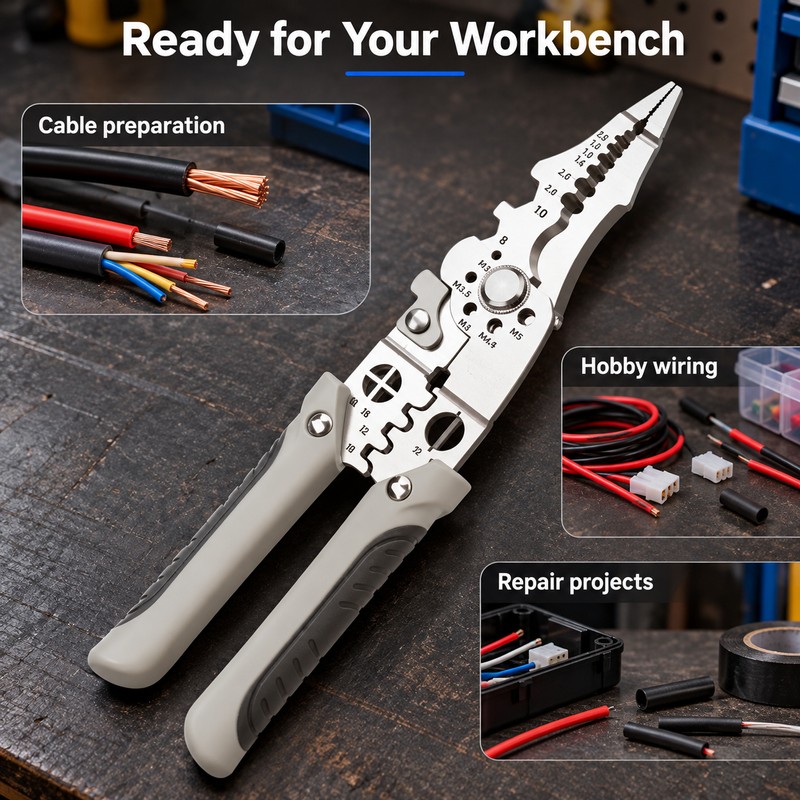 6-in-1 Multifunctional Wire Stripper Pliers for Electrical Work – Cutting,