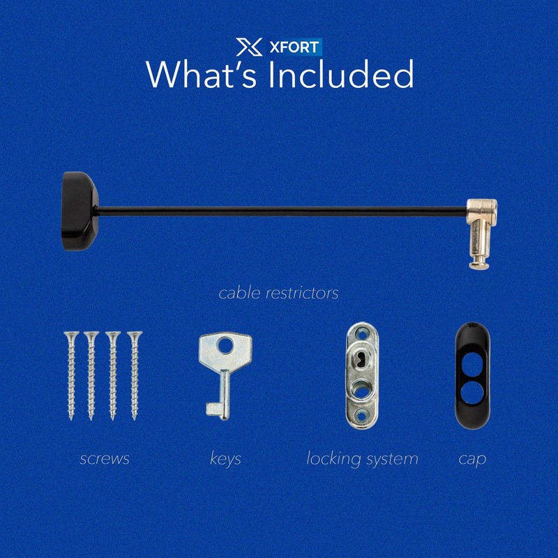 XFORT Viper Key Locking Cable Window Restrictor in Matt Black,