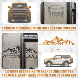 TripleAliners Center Console Organizer Compatible with 2021-2024 Ford Bronco(No for Sport) Accessories 2/4-Door Center Console Storage Box ABS Material with Leather Trim(V2_Retro Grey) Won't Fit 2025