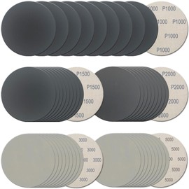 50Pcs 5 Inch Hook and Loop Sanding Discs, 1000/1500/2000/3000/5000 Grit Wet Dry Sandpaper Assortment (10Pcs Each), Silicon Carbide Sand Paper for Random Orbital Sander, Auto Wood Metal Polishing