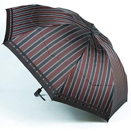 High Quality Koshu Woven Men's Folding Umbrella, Stripe x Solid Color, WINE ENGE, Makita Shoten, Men’s Luxury Umbrella, A Long-established Umbrella Manufacturer of Koshu-ori with a history of over 140