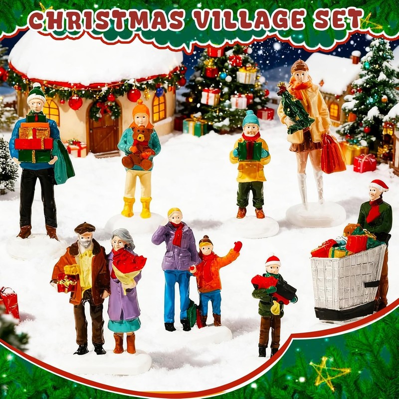 GW Box 8 Pcs Christmas Village People Figurines