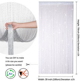 HYSENM 2 Pack Door Curtain 100 x 200cm Fly Screens for Doors, Beaded Door Curtain String Curtain for Doors, Door Fly Screen Curtain for Doorways - White