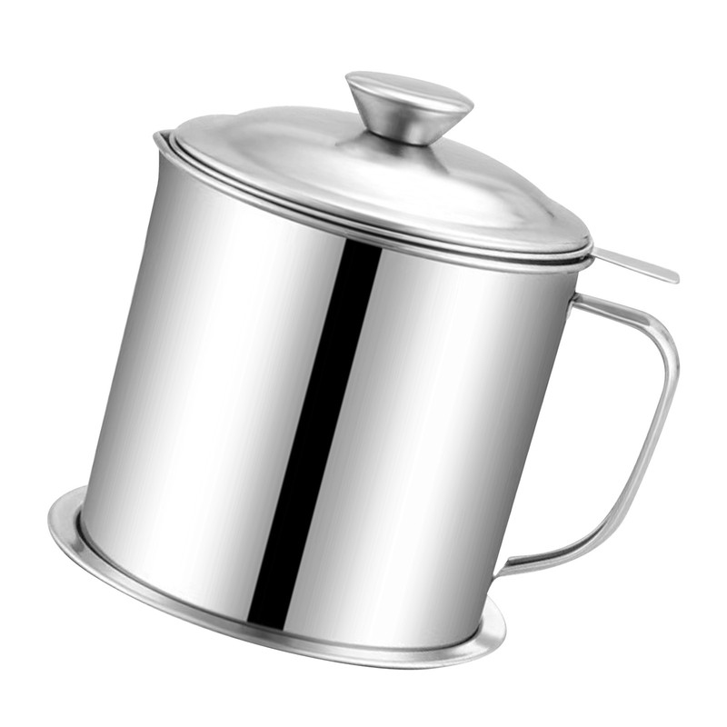 Oil Container Grease Pot Stainless Steel Strainer Large Capacity for