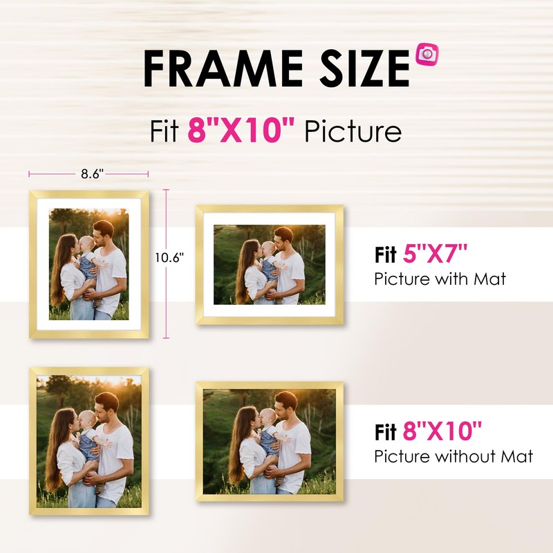 FIXSMITH 8x10 Picture Frame Bulk-4 Pack, Gold Picture Frames Collage