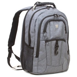 Dejuno Men's Commuter Backpack Checkpoint-Friendly Laptop Pocket, Heather Grey, 15.6-Inch