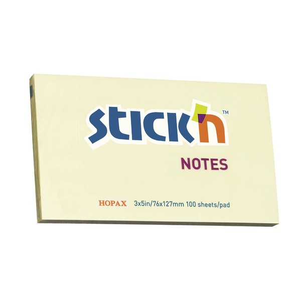 Stick N 21009 76x127mm Pastel Sticky Note - Yellow-Pack of 12