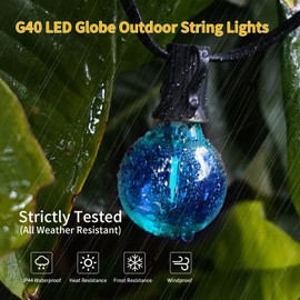 ShineU 40FT LED Outdoor String Lights Waterproof, G40 LED Globe Outdoor Lighting for Patio with 27 Edison Vintage Shatterproof Bulbs, Connectable Backyard Lights for Garden, Bistro, Porch, Cafe
