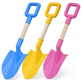 Kids Sand Shovels 16" Long Kids Beach Spade Durable Wood Handle ABS Plastic Spade Garden Tool Set for Kids Adults Garden Sand Snow Backyard Summer Beach Shoolbackyard Sandbox 3- Pink Blue Yellow