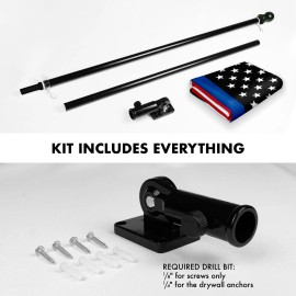 UD_G128 Combo Pack: 6 Feet Tangle Free Spinning Flagpole (Black) Blue lives matter Flag 3x5 ft Printed 150D Brass Grommets (Flag