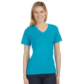 Bella + Canvas Women's Relaxed Jersey Short Sleeve V-Neck Tee, Turquoise, Small