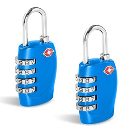 CFMOUR TSA Suitcase Locks - 1, 2, 3, 4, 5, 6 Pack 4-Dial Security Travel Combination Padlock for Suitcases Luggage Case Bag Code Lock - Blue (Pack of 2)