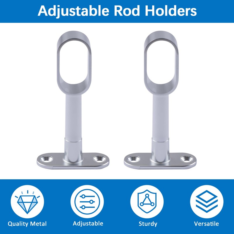 Closet Rod Support, 20Pcs Hollow Zinc Alloy Adjustable Oval Wardrobe