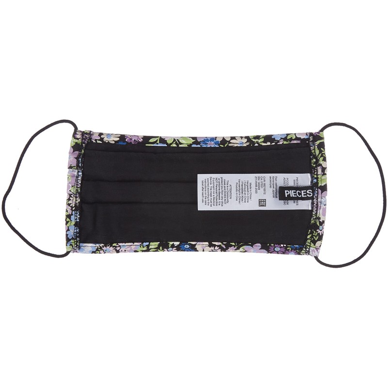 PIECES Women's AOP:2 Pack Black-Blue Flower + Solid Mouth Nose