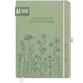 Häfft® Weekly Note Calendar 2026 A4 "Fine Flowers" Book Calendar, Planner Note Timer, Appointment Planner, Weekly Calendar, Organiser, Appointment Calendar with Pocket - Sustainable & Climate Friendly