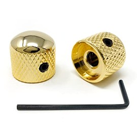 Vintage Forge Gold Metal Rounded Dome Knobs for Electric Guitar and Bass (Set of 2) 6mm Shaft with Set Screw RK60M-GLD