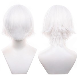 ZUWEEMEK Multi Wig, Multipurpose, Straight, Short, White Wig, Unisex, Cosplay, Hair Trimming, Mesh Net Included, Goods, Heat Resistant, For Photography, Events, Halloween, Costume, Disguise, 11.8