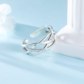 Vintage Silver Ring for Men and Women Celtic Knot Adjustable Open Ring Sterling Silver 925 Thumb Ring, Silver