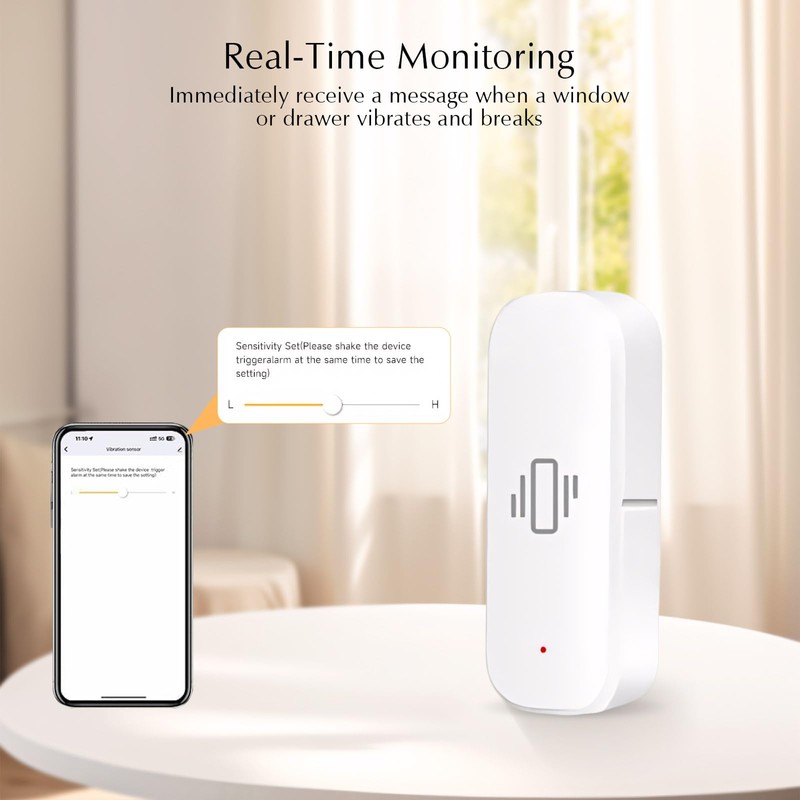 Chatthen WiFi Vibration Sensor, Smart Window Alarm Sensors, Tuya APP
