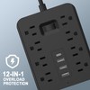Surge Protector Power Bar - 8 Outlets 4 USB Charging