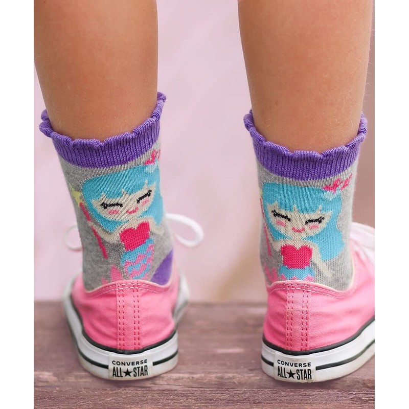 Jefferies Socks Calcetines de sirena para niña, paquete de 6,