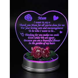LED Light Heart Shape Mum Gift Mummy Mom Anniversary Birthday Xmas Christmas Mothers Day Present from Son & Daughter (Mum)