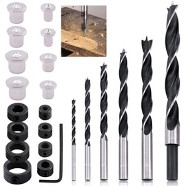 Keadic 23Pcs Dowel & Tenon Center & Drill Bits Set, Dowel Drill Center Points Pin + Drill Depth Stop + 1/8 3/16 1/4 5/16 3/8 1/2 inch Drill Bits for Drilling Precise Holes in Wood