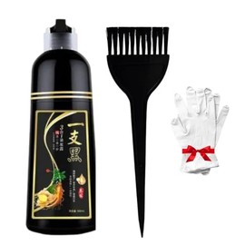 Shampoo Tinte Negro Cubre Canas 3 en 1 para Hombre y Mujer - Hair Dye Shampoo Black para Teñir Cabello en Casa Sin Amoniaco, Color Negro Natural Durad