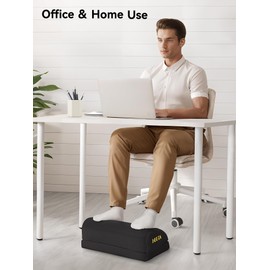 HEETA Foot Rest Under Desk, Ergonomic Footrest Adjustable 2 Optional Height Desk Foot Rest Memory Foam Non-Slip Foot Stool for Home, Office & Gaming