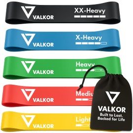 Valkor Resistance Bands for Exercise, Set of 5 Exercise Bands for Home Workouts, Strength Training, Flexibility, Pilates and Physical Therapy - Durable & Versatile Fitness Elastic for Women and Men
