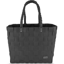 normani Braided Shopping Bag with Handles - Extra Robust Carry Bag, black