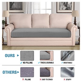 H.VERSAILTEX Super Stretch Individual Seat Cushion Covers Sofa Covers Couch Cushion Covers Slipcover Sets Thick Jacquard Textured Twill Fabric (1 Piece Sofa Cushion Cover, Dove)