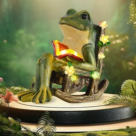 Agarte Garden Ornaments Outdoor Solar Frog Statues, Frog Solar Garden Ornament, Solar Waterproof Statues Miniature Figurine for Patio Balcony Yard Home Unique Housewarming Gifts