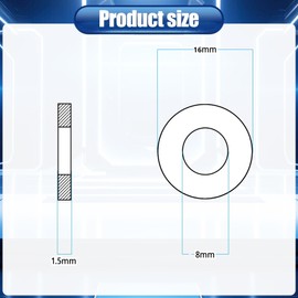 30 Pcs 5/16" Stainless Flat Washer, #8 Flat Waskers, M8 Washer for Screws, Bolts (30, Silver, M8*16)