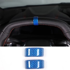 necar2020 Blue Carbon Steering Wheel Turn Mark Cover Accessories For Corvette C8 2020-2024