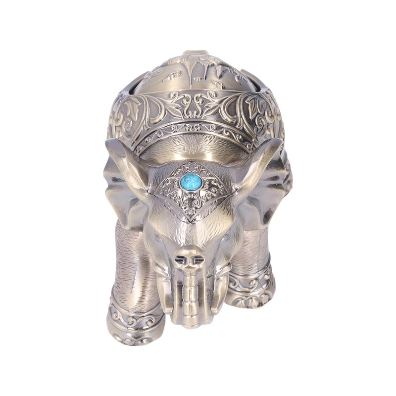 Cigar Ashtray Vintage Elephant Wind Proof Embossed Design Durable Metal