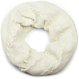 styleBREAKER Fine Knit Loop Scarf with Cable Knit, Winter Tube Scarf, Loop Scarf, Knitted Scarf, Unisex 01018151, Cream-Beige