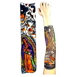 Tattoo Sleeve - Sleeve - Fake Tattoo - Madonna - Virgin Mary - Clown - Skull - Rifle - Spider Web - Tattoo - Half Sleeve - Tribal - W41