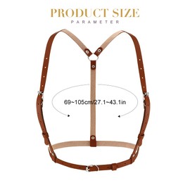 BODIY Cinturón de cintura alta para mujer, punk, gótico, hombros, festival, cadena corporal, accesorios para rave (café)