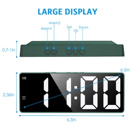 AMIR [New Version] Digital Alarm Clock, LED Alarm Clock for Bedroom, Electronic Desktop Clock with Temperature Display, Voice Control, 12/24H, Small Clock for Bedroom Decor