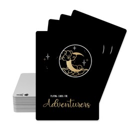 Journo Black Monochrome 52-Card Deck Playing Cards, Cool Astrology Themed 52 Card Poker Deck, Unique Travel Bridge Deck Playing Cards, Travel Games (Moon)