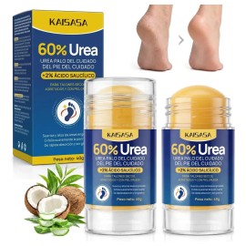 KAISASA Crema de urea al 60 %. Barra para el cuidado de los pies. Hidratación profunda y rápida absorción. Exfoliación suave para talones secos, agrie